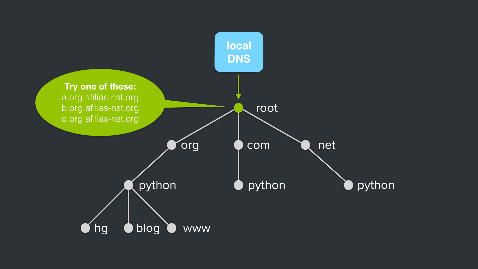 python.org DNS Query: root dns